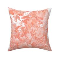 Mid Century Floral Cocktail ~ Border Print ~ Coral