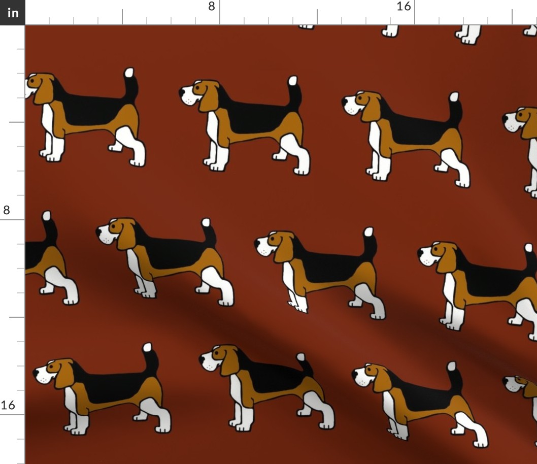 Basic Beagles on Burgundy