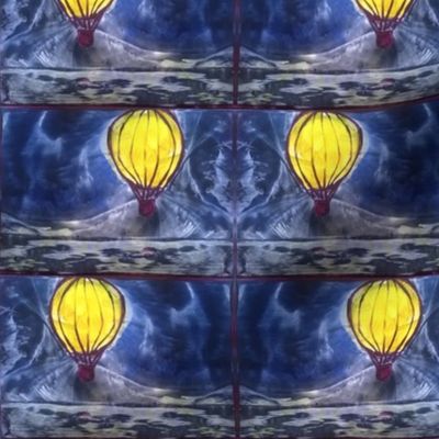 hot air balloon encaustic wax painting