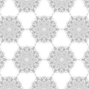 Lace Doily Mandala Lattice Grey on White