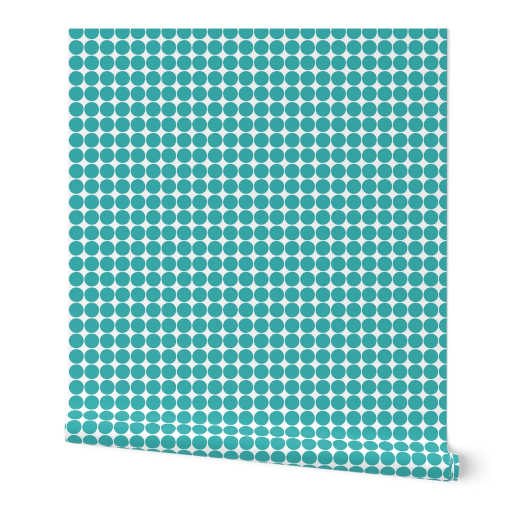 dots teal and white