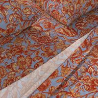 Ophelia's Posy ~ Provence ~ Turkey Red Gilt on Henriette Linen Luxe 