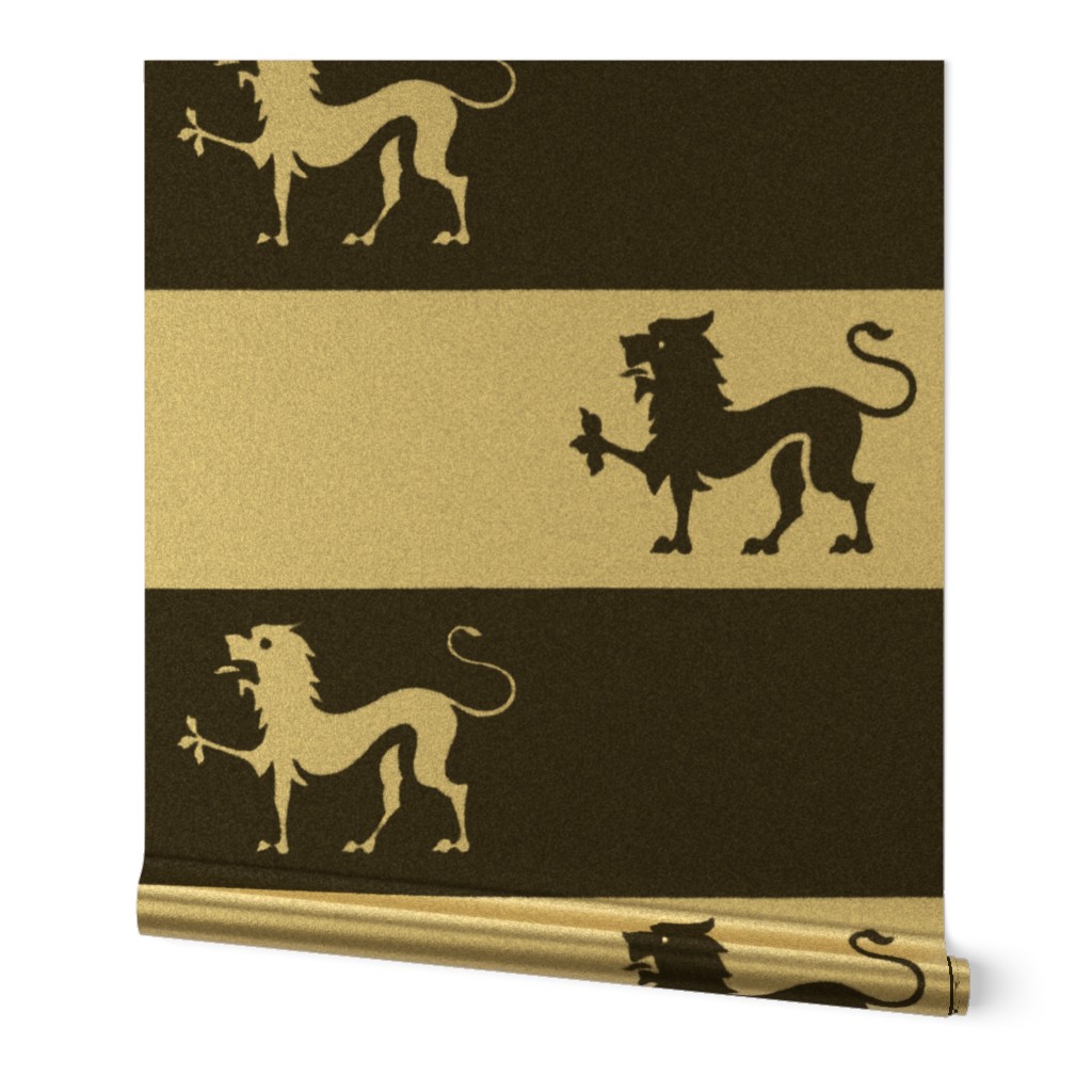 Lion Passant Stripes ~ Black and White 