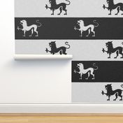 Lion Passant Stripes ~ Black and White 