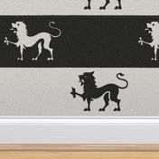 Lion Passant Stripes ~ Black and White 