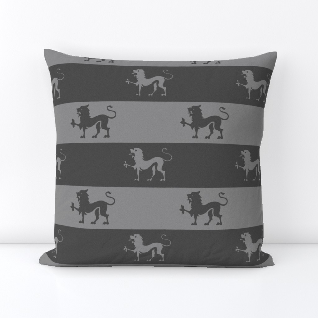 Lion Passant Stripes ~ Grey 