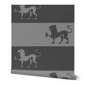 Lion Passant Stripes ~ Grey 