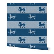Lion Passant Stripes ~ Lonely Angel Blue and White 