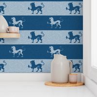 Lion Passant Stripes ~ Lonely Angel Blue and White 