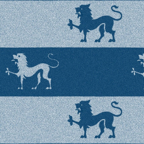 Lion Passant Stripes ~ Lonely Angel Blue and White 