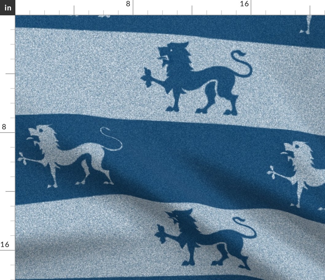 Lion Passant Stripes ~ Lonely Angel Blue and White 