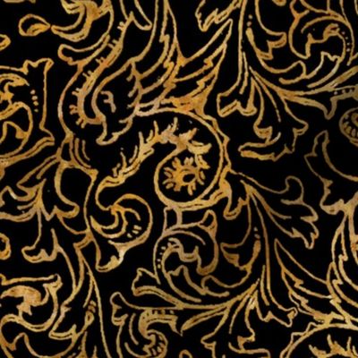 Here There Be Dragons ~ Gilt Gold on Black 