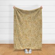 Here There Be Dragons ~ Gilt Gold on Bleached Cream Linen 
