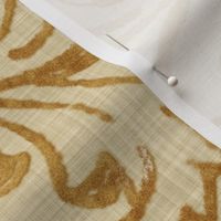 Here There Be Dragons ~ Gilt Gold on Bleached Cream Linen 