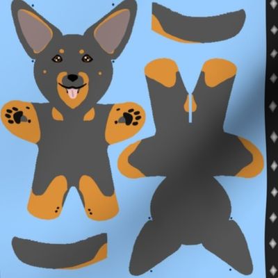 Kawaii Beauceron mini plushie - black and rust