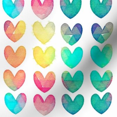 Bright Watercolor Hearts