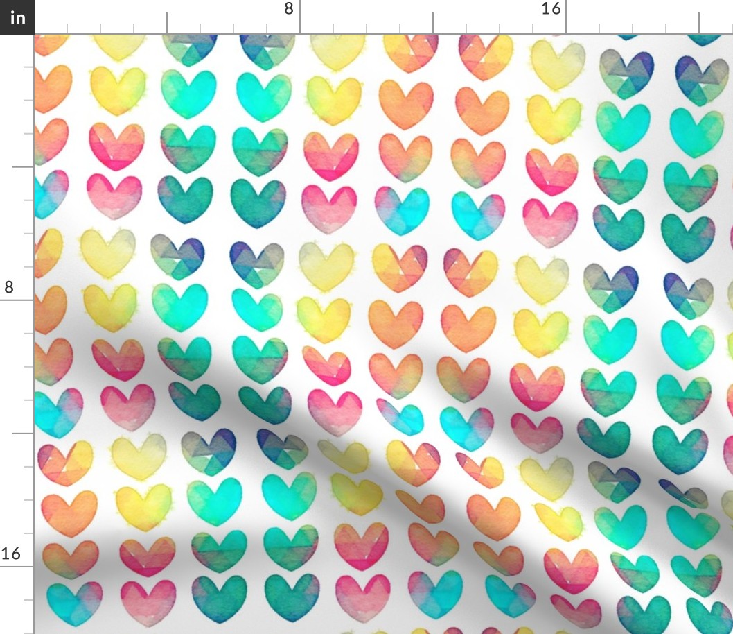 Bright Watercolor Hearts