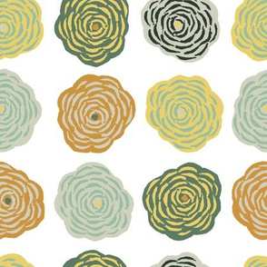 Yellow and Green Blockprint Flower Blossoms