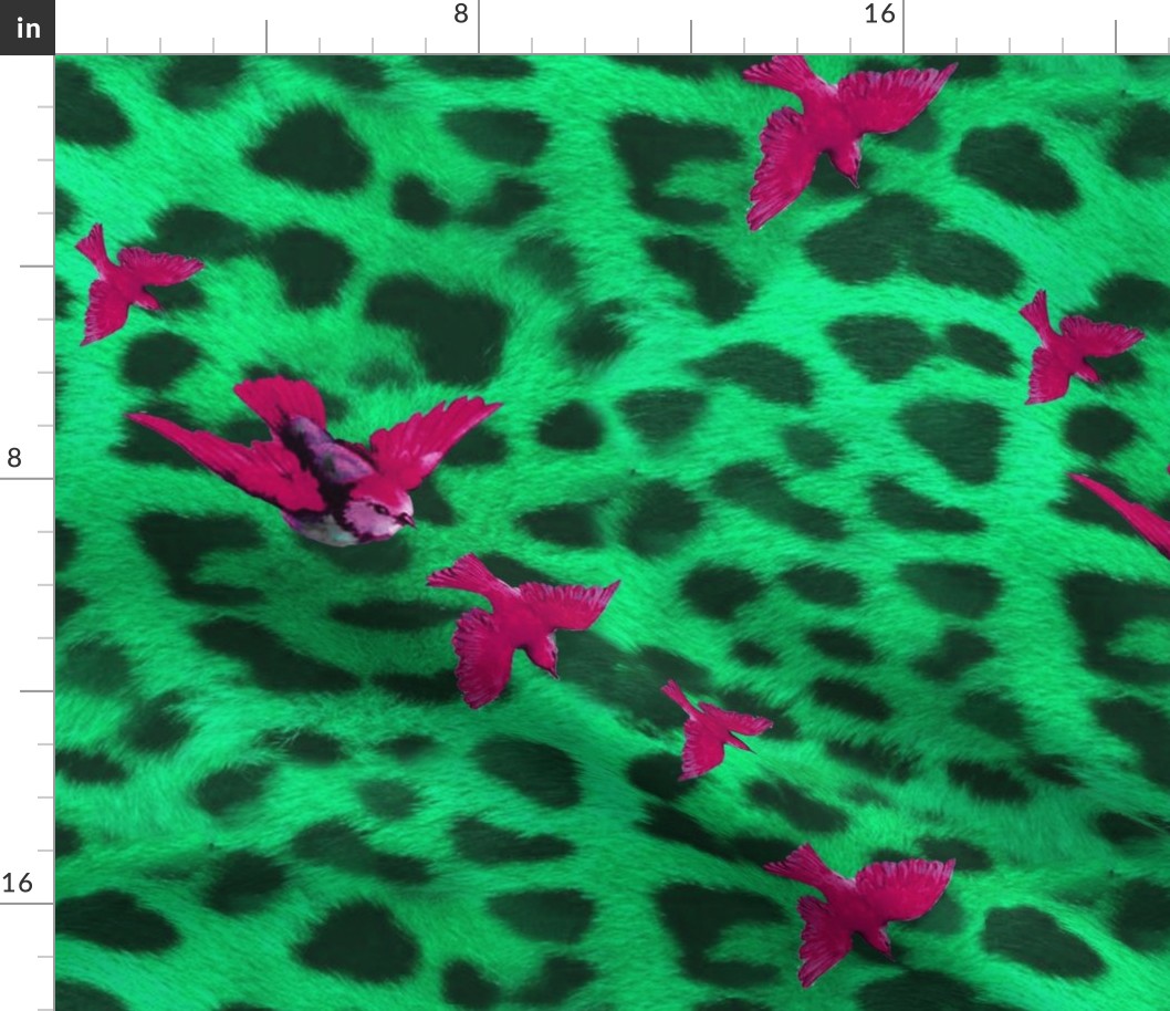 birds on diagonal leopard_mint_V2