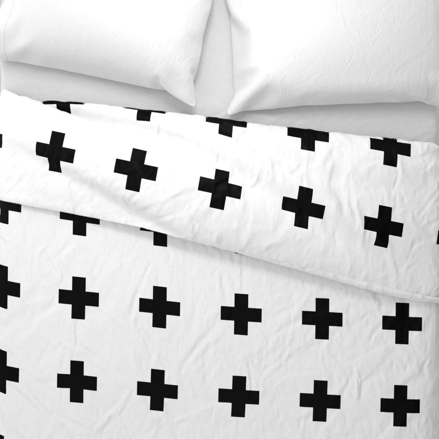 black and white cross quilt cover