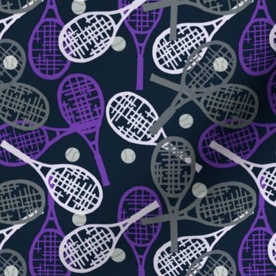 Ladies Tennis - Purple, Gray and White Racquets