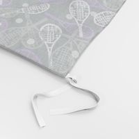 Ladies Tennis - Purple, Gray and White Racquets