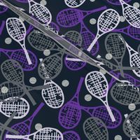 Ladies Tennis - Purple, Gray and White Racquets