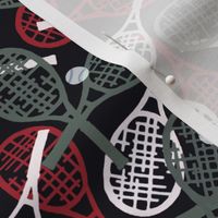 Tennis Racquets in Red, Gray & White