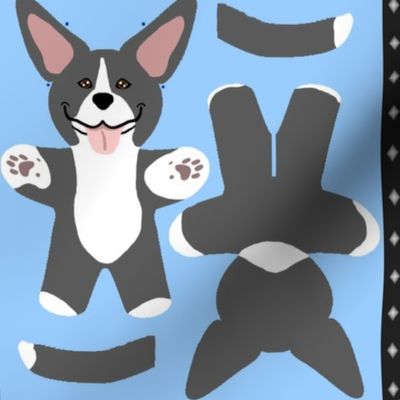Kawaii American Pitbull Terrier mini plushie - black white