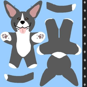 Kawaii American Pitbull Terrier mini plushie - black white