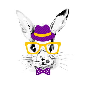 Hipster Purple Bunnies