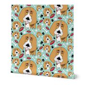 Beafus the Bad Boy Beagle, large scale, mint green brown tan