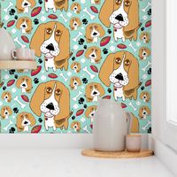 Beafus the Bad Boy Beagle, large scale, mint green brown tan