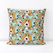 Beafus the Bad Boy Beagle, large scale, mint green brown tan