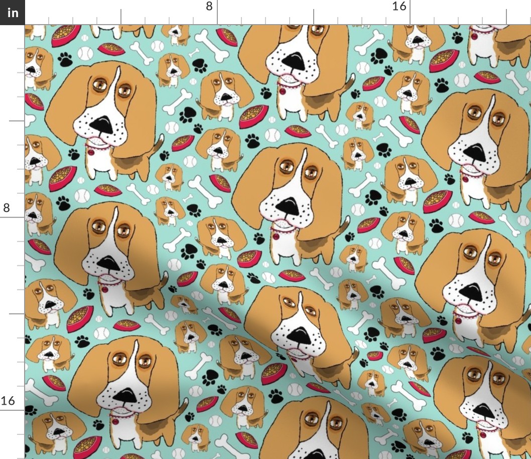 Beafus the Bad Boy Beagle, large scale, mint green brown tan