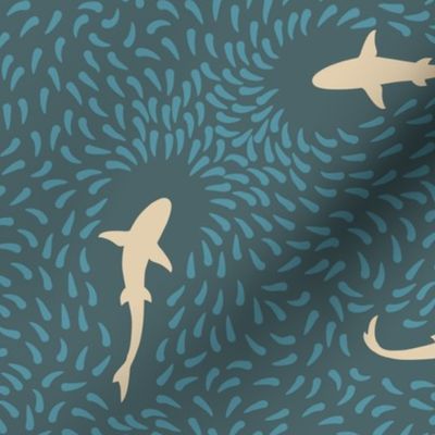 Sharks in a School (dark blue and beige)