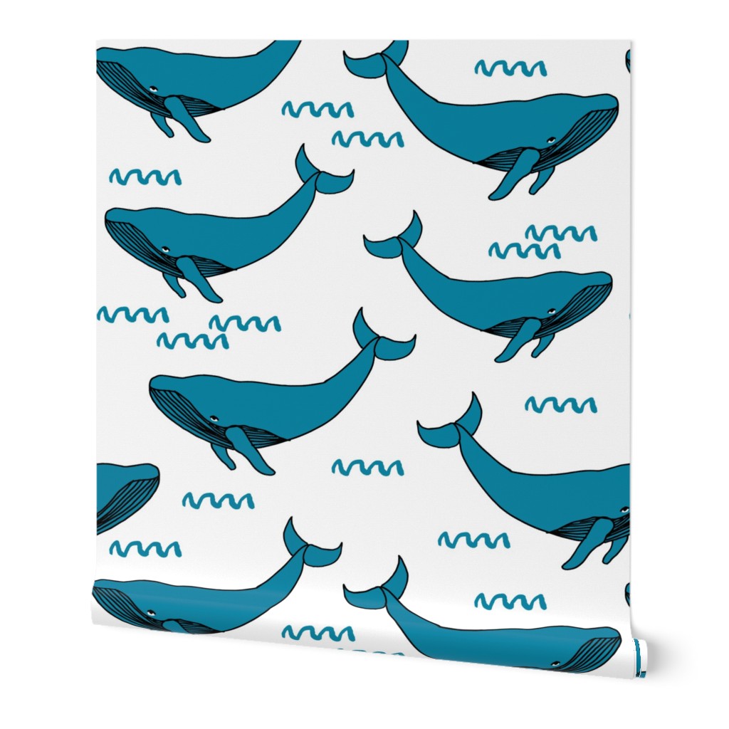 whales // teal fabric andrea lauren fabric whale scandi style nursery fabric
