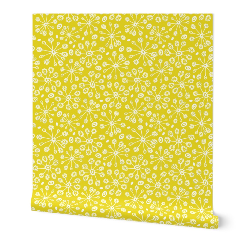 Dandy Blossom - Geometric Floral Citron Yellow - Spring Fling  