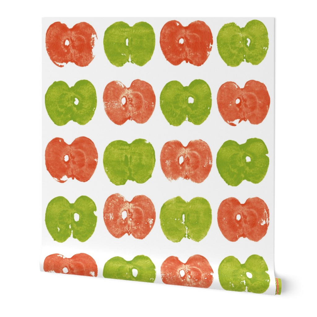 apple prints in red and green on white