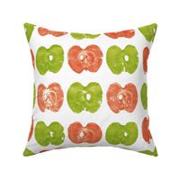 apple prints in red and green on white