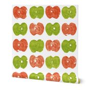 apple prints in red and green on white