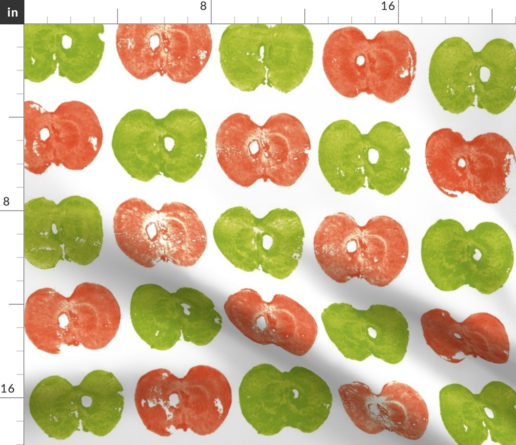 apple prints in red and green on white