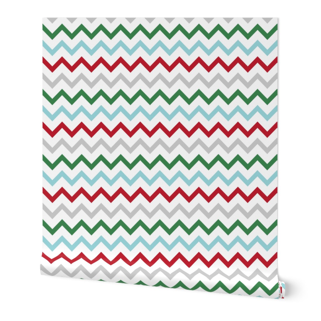 chevron multi two LG red green blue grey - christmas wish collection