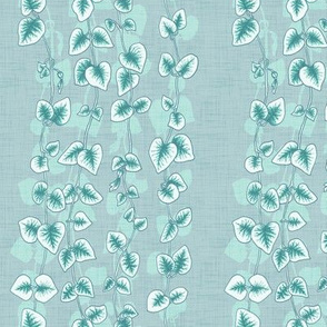 String of Hearts Vine in Soft Teal Linen