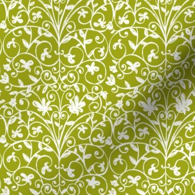 Carriage House - Floral Damask Moss Green