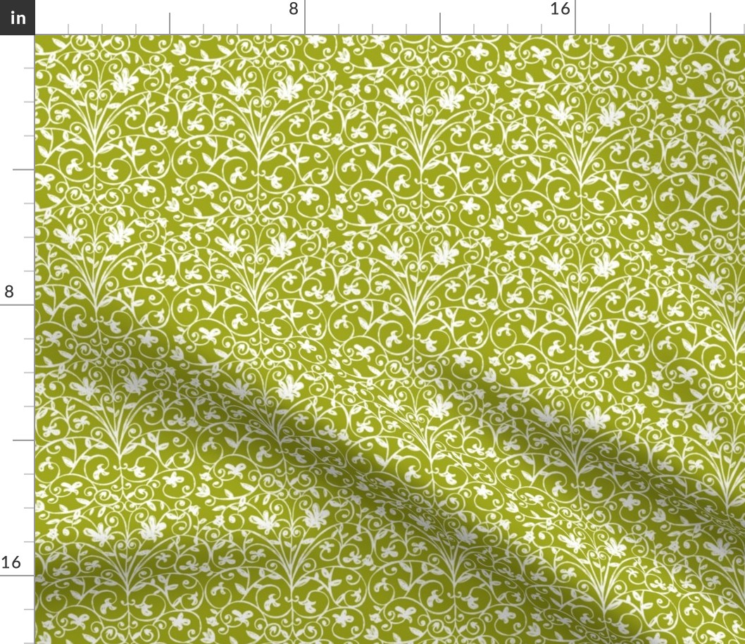 Carriage House - Floral Damask Moss Green