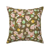 Magnolia Blossom - Floral Brown 