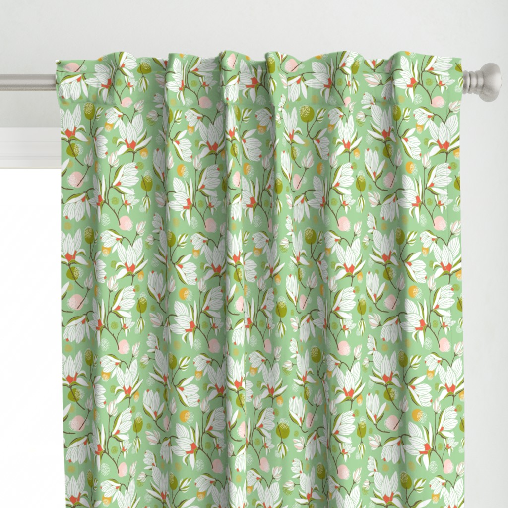 Magnolia Blossom - Floral Mint Green