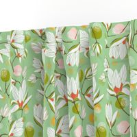 Magnolia Blossom - Floral Mint Green