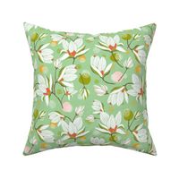 Magnolia Blossom - Floral Mint Green